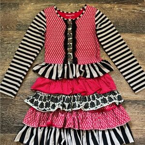Mustard Pie Red and Black Ruffled Tiered Dress